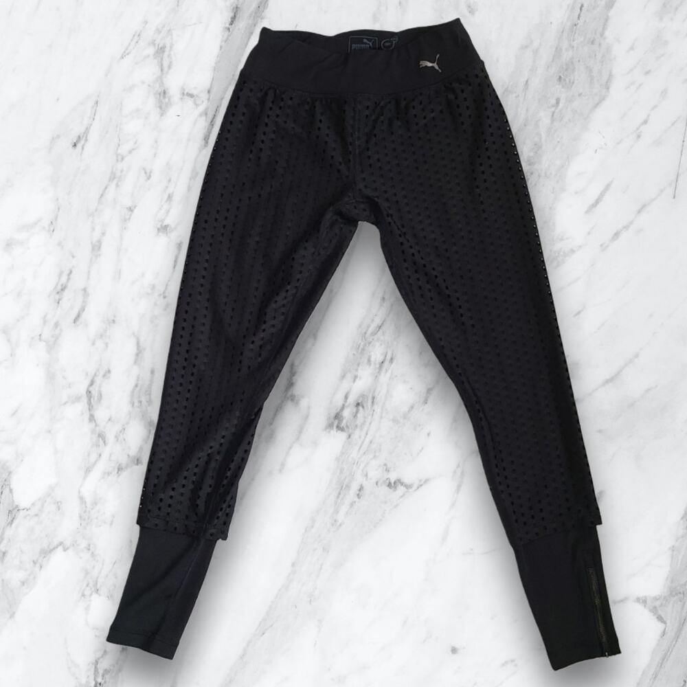 Puma Dry Cell Lux Mesh Black Double Layer Leggings Small‎